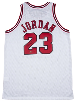 1997-98 Michael Jordan Playoff Game Used And Signed (Photo Matched) Chicago Bulls Home Jersey Worn  5/3/98 (Bulls LOA, Meigray LOA)